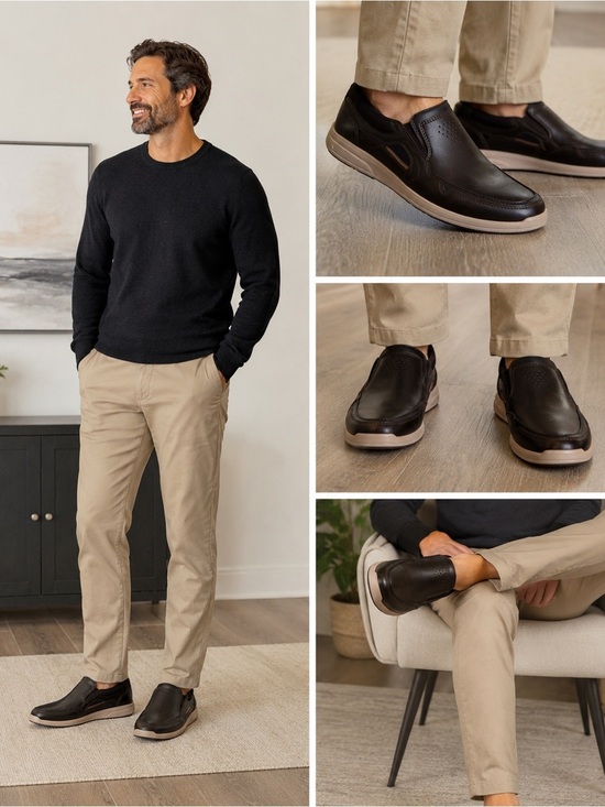 Rockport Other - Rockport CH3716 Leather Slip-On Loafers Men’s 10 truTECH Memory Foam